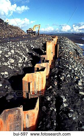 Stock Photo - Steel Girder River Bank Reinforcement. Fotosearch