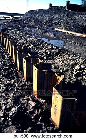 Stock Photo - Steel Girder River Bank Reinforcement. Fotosearch