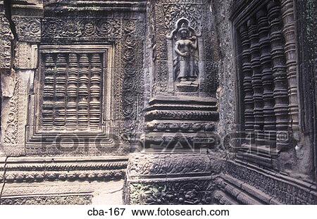 Stock Photo - Stone Carvings Ta Prohm Temple Angkor Siem Reap Cambodia. Fotosearch