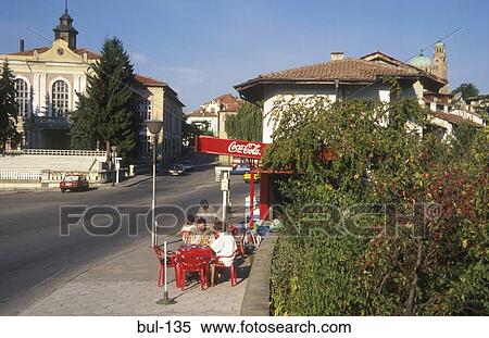 Tables outside Café Veliko Tarnovo Veliko Tarnovo Bulgaria View Large Photo Image Stock Photography - Tables outside Café Veliko Tarnovo Veliko Tarnovo Bulgaria. Fotosearch