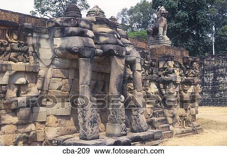 Terrace of Elephants Phimeanakas Angkor Thom Cambodia View Large Photo Image Stock Photo - Terrace of Elephants Phimeanakas Angkor Thom Cambodia. Fotosearch
