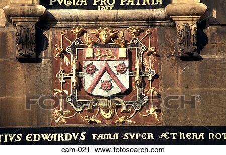 Stock Image - Trinity College Crest Cambridge UK. Fotosearch