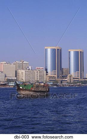 Stock Image - View across Dubai Creek Dubai UAE. Fotosearch