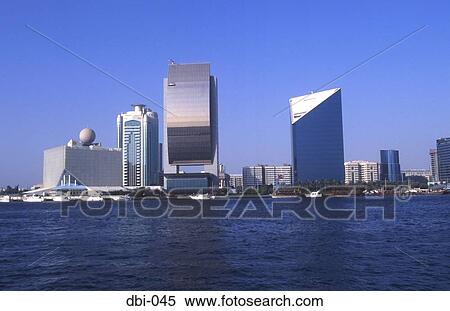 Stock Photography - View across Dubai Creek of Dubai Bank Dubai UAE. Fotosearch