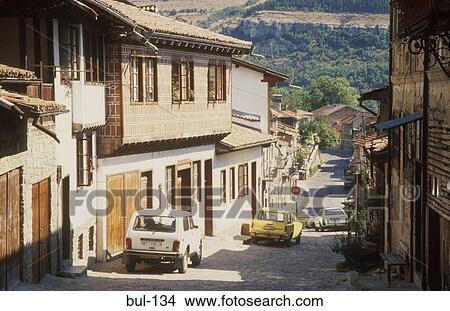 View down Cobbled Street Veliko Tarnovo Bulgaria View Large Photo Image Picture - View down Cobbled Street Veliko Tarnovo Bulgaria. Fotosearch