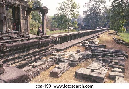 Stock Photo - Walkway Angkor Thom Cambodia. Fotosearch