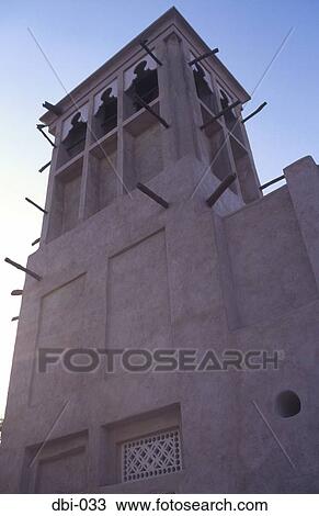 Wind Tower Old Quarter Dubai UAE View Large Photo Image Stock Image - Wind Tower Old Quarter Dubai UAE. Fotosearch