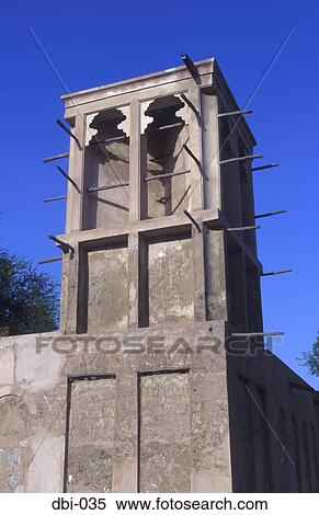 Wind Tower Old Quarter Dubai UAE View Large Photo Image Stock Photography - Wind Tower Old Quarter Dubai UAE. Fotosearch