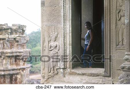 Woman Angkor Wat Siem Reap Cambodia View Large Photo Image Stock Photo - Woman Angkor Wat Siem Reap Cambodia. Fotosearch