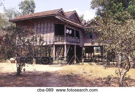 Wooden Building on Stilts Cambodia View Large Photo Image Stock Photo - Wooden Building on Stilts Cambodia. Fotosearch