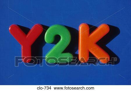'Y2K' in Plastic Coloured Letters View Large Photo Image Picture - 'Y2K' in Plastic Coloured Letters. Fotosearch