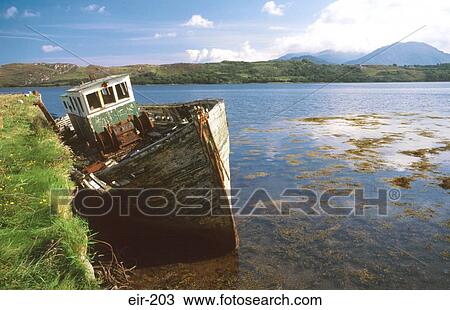 Abandoned Boat by Lake Connemara Ireland View Large Photo Image Stock Image - Abandoned Boat by Lake Connemara Ireland. Fotosearch