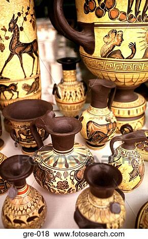 Archaic Pottery in Museum Display Athens View Large Photo Image Stock Photo - Archaic Pottery in Museum Display Athens. Fotosearch