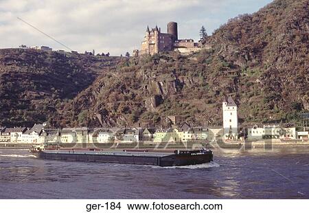 Barge Passing Down Rhine Valley Germany View Large Photo Image Picture - Barge Passing Down Rhine Valley Germany. Fotosearch