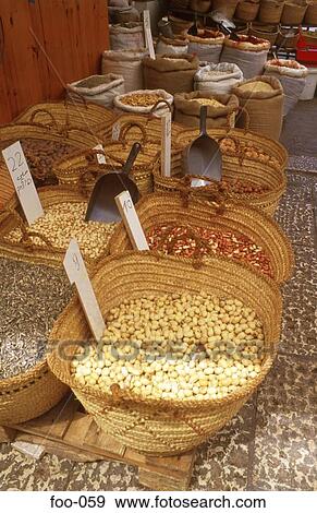 Basket of Nuts on Market Stall View Large Photo Image Stock Photo - Basket of Nuts on Market Stall. Fotosearch