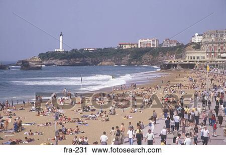 Stock Image - Beach Scene Biarritz France. Fotosearch