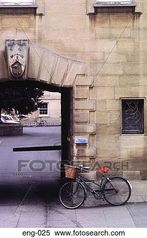 Bike Resting on a College Wall Oxford England UK View Large Photo Image Stock Photography - Bike Resting on a College Wall Oxford England UK. Fotosearch