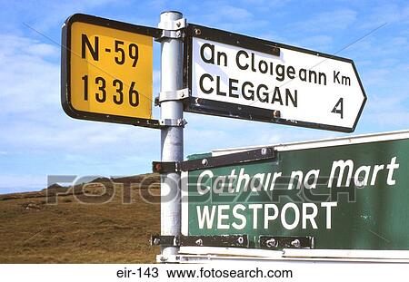 Bilingual Road Sign Ireland View Large Photo Image Stock Image - Bilingual Road Sign Ireland. Fotosearch
