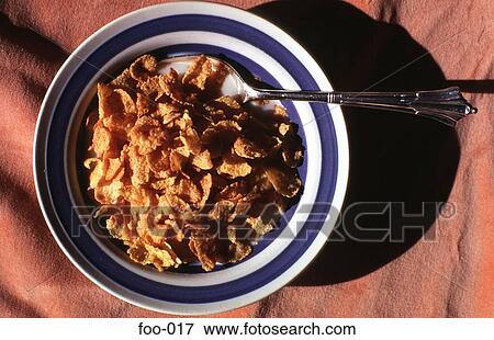 Blue and White Striped Bowl of Corn Flakes View Large Photo Image Stock Photo - Blue and White Striped Bowl of Corn Flakes. Fotosearch