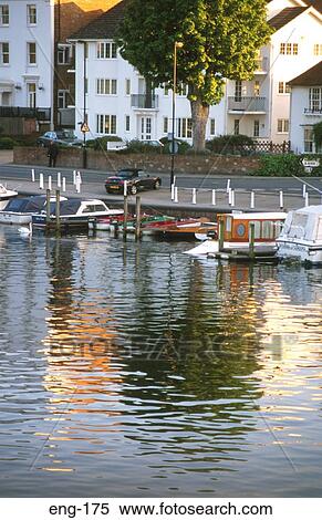 Stock Photography - Boats on Mooring by Thames UK. Fotosearch