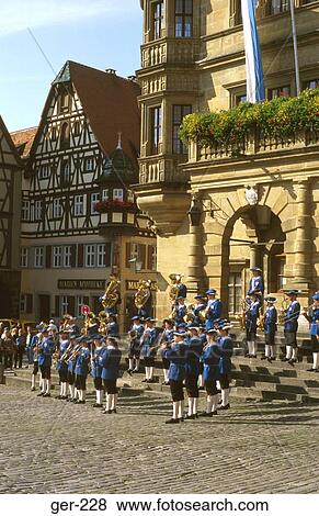 Brass Band in Front of Rathaus Rothenburg Germany View Large Photo Image Stock Photo - Brass Band in Front of Rathaus Rothenburg Germany. Fotosearch