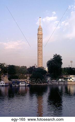 Stock Photography - Cairo Tower Reflected in Nile Egypt. Fotosearch