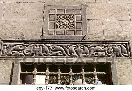 Stock Photo - Carved Scrollwork Lintel Old Cairo Egypt. Fotosearch
