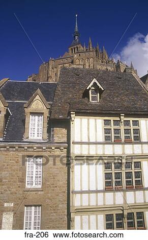 Stock Photograph - Close up of Houses on Mont St Michael France. Fotosearch