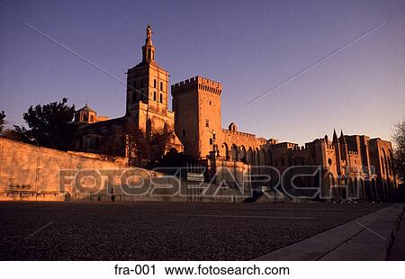 Cobbled Street and Avignon Castle France Europe View Large Photo Image Stock Image - Cobbled Street and Avignon Castle France Europe. Fotosearch