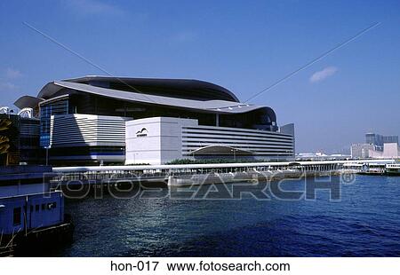 Stock Photo - Conference Centre on Sea Front Hong Kong. Fotosearch