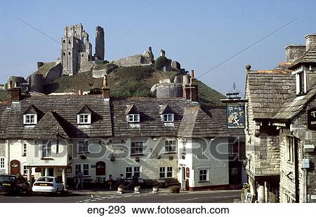 Corfe Castle and Houses Below Dorset View Large Photo Image Stock Image - Corfe Castle and Houses Below Dorset. Fotosearch