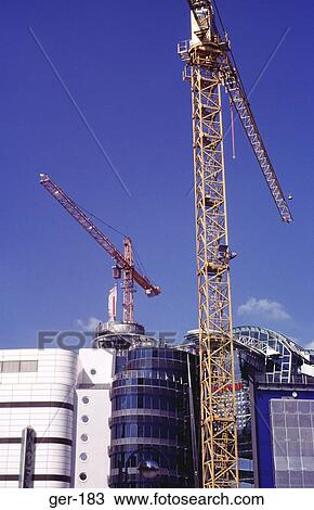 Cranes on Building Site Frankfurt Germany View Large Photo Image Stock Image - Cranes on Building Site Frankfurt Germany. Fotosearch