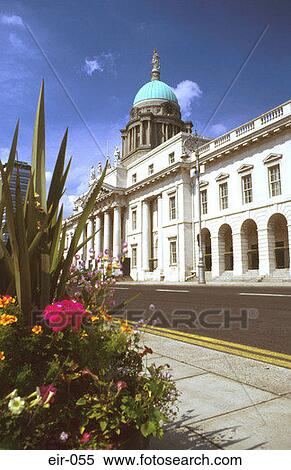 Custom House Quay Road with Flower Display Dublin View Large Photo Image Stock Photography - Custom House Quay Road with Flower Display Dublin. Fotosearch