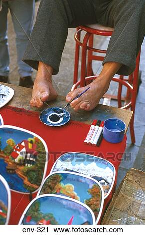 Disabled Man Painting With Feet Argentina View Large Photo Image Stock Image - Disabled Man Painting With Feet Argentina. Fotosearch