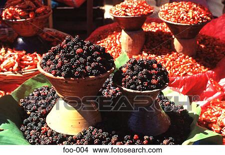 Display of Blackberries and Chillies Mexico View Large Photo Image Picture - Display of Blackberries and Chillies Mexico. Fotosearch