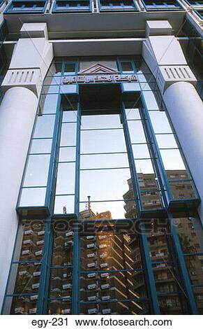 Stock Image - Egyptian Style Modern Office Facade Cairo Egypt. Fotosearch