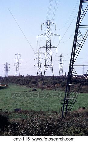 Electricity Pylons Crossing Pasture Land UK View Large Photo Image Stock Photography - Electricity Pylons Crossing Pasture Land UK. Fotosearch