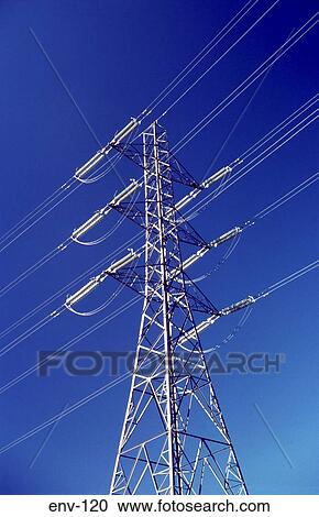 Stock Image - Electricity Wires and Pylon UK. Fotosearch