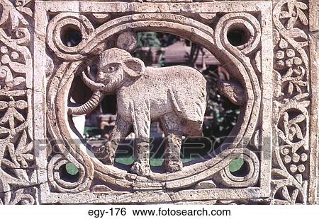 Stock Photograph - Elephant Sculpted in Stone Old Cairo Egypt. Fotosearch