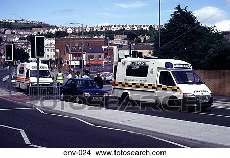 Picture - Emergency Services in Action Wales UK. Fotosearch