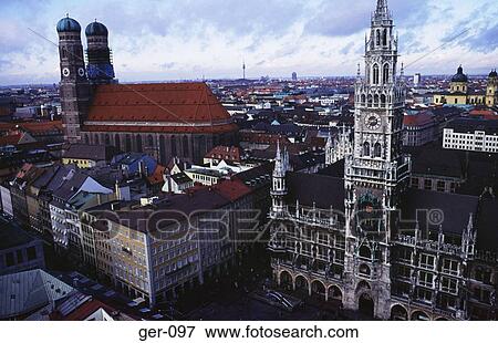 Evening View over Marienplatz Munich View Large Photo Image Stock Photo - Evening View over Marienplatz Munich. Fotosearch