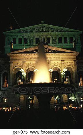 Fountain and Operahouse at Night Frankfurt View Large Photo Image Stock Photography - Fountain and Operahouse at Night Frankfurt. Fotosearch