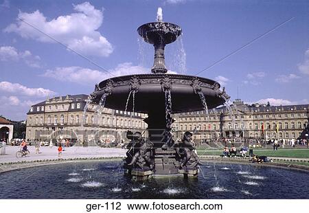 Fountain in Plaza Stuttgart Palace Germany View Large Photo Image Stock Image - Fountain in Plaza Stuttgart Palace Germany. Fotosearch