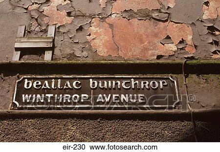 Gaelic and English Street Sign Cork Ireland View Large Photo Image Stock Image - Gaelic and English Street Sign Cork Ireland. Fotosearch