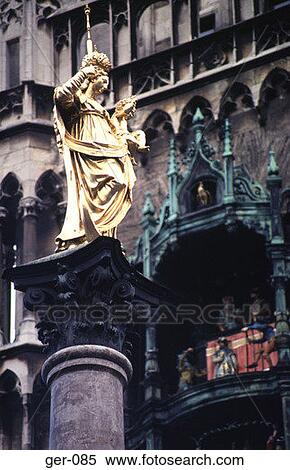 Gilt Statue Marienplatz Munich View Large Photo Image Stock Photography - Gilt Statue Marienplatz Munich. Fotosearch