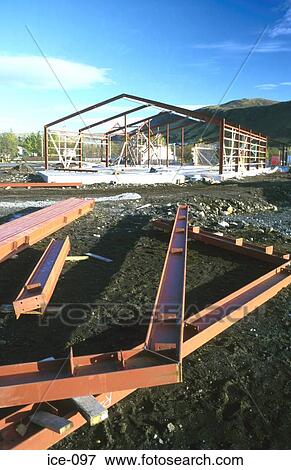 Stock Photo - Girders on Construction Site Hveragerdi Iceland. Fotosearch