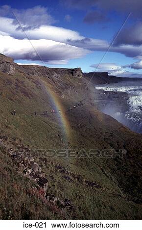 Golden Waterfall Gullfoss Iceland View Large Photo Image Stock Image - Golden Waterfall Gullfoss Iceland. Fotosearch