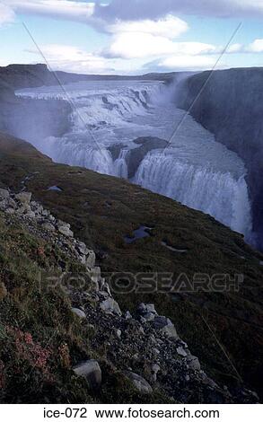 Golden Waterfall Gullfoss Iceland View Large Photo Image Stock Image - Golden Waterfall Gullfoss Iceland. Fotosearch