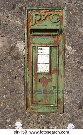Green Post Box in Wall Ireland View Large Photo Image Stock Photo - Green Post Box in Wall Ireland. Fotosearch