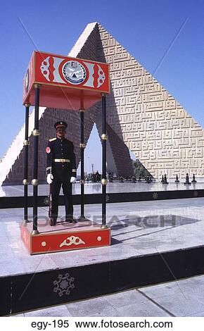 Stock Photography - Guard at Tomb of the Unknown Soldier Cairo Egypt. Fotosearch